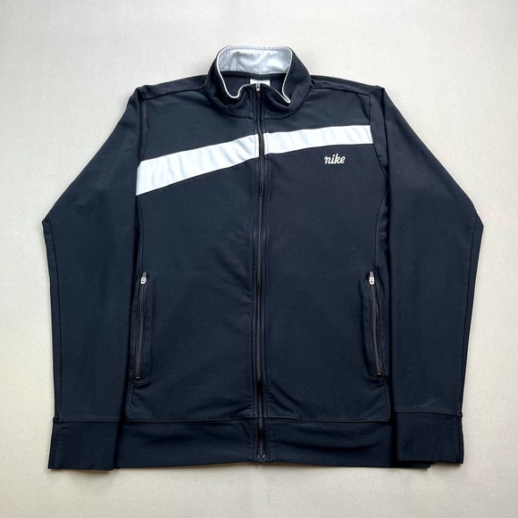 Nike Jackets & Blazers - Vintage Nike Track Jacket Womens Large Black Gray Tag Full Zip Swoosh Sportswear